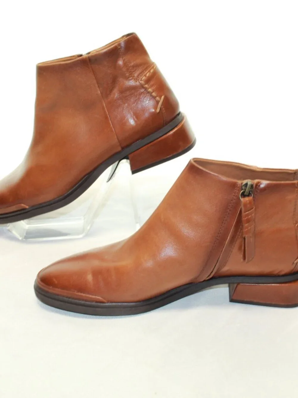 Sarto by Franco Sarto SZ 8M Saddle Brown NEMI Soft Leather Side Zip Ankle Boots